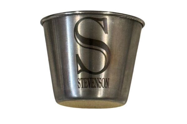 Stevenson Logo + Name Silver Shot Glass 1.5 oz