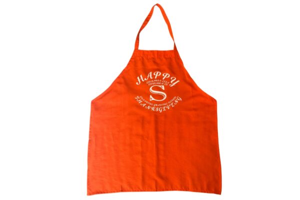 Orange Apron Happy Thanksgiving - White TGB Logo