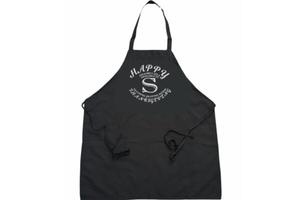 Black Apron Happy Thanksgiving - White TGB Logo