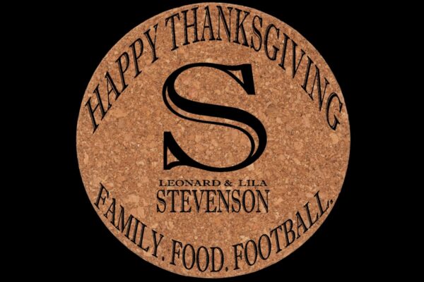 Stevenson Thanksgiving Cork Trivet - Family. Food. Football.