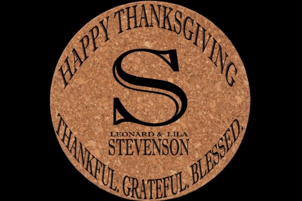 Stevenson Thanksgiving Cork Trivet - Thankful. Grateful. Blessed.